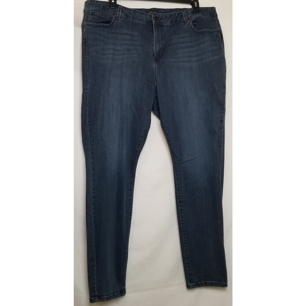 JNY Jones New York Jeans Women's Plus 22W Skinny Ankle Dark Blue Stretch Denim